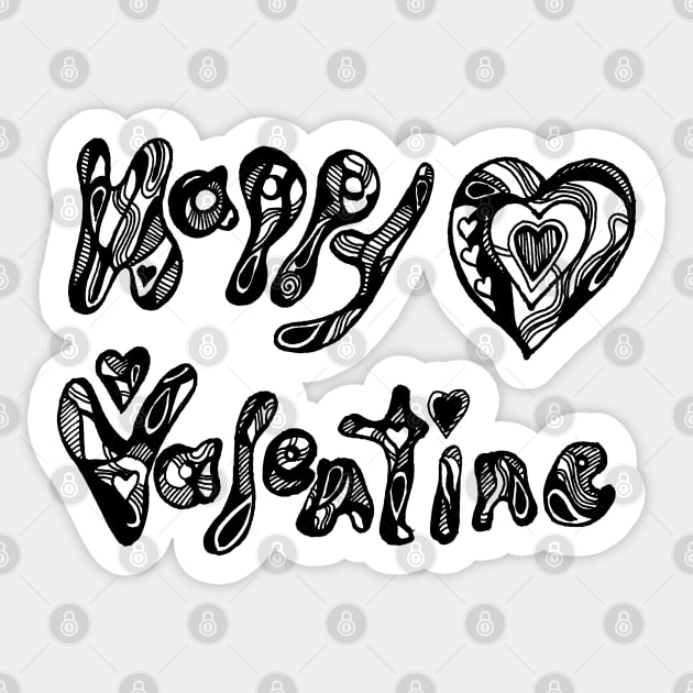 Happy Valentine 2  Aussie Tangle - Choose Your Own Background Colour Sticker by Heatherian